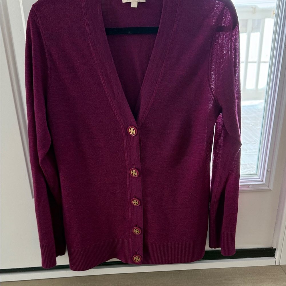 Tory Burch Cardigan Sweater light weight 100% merino wool